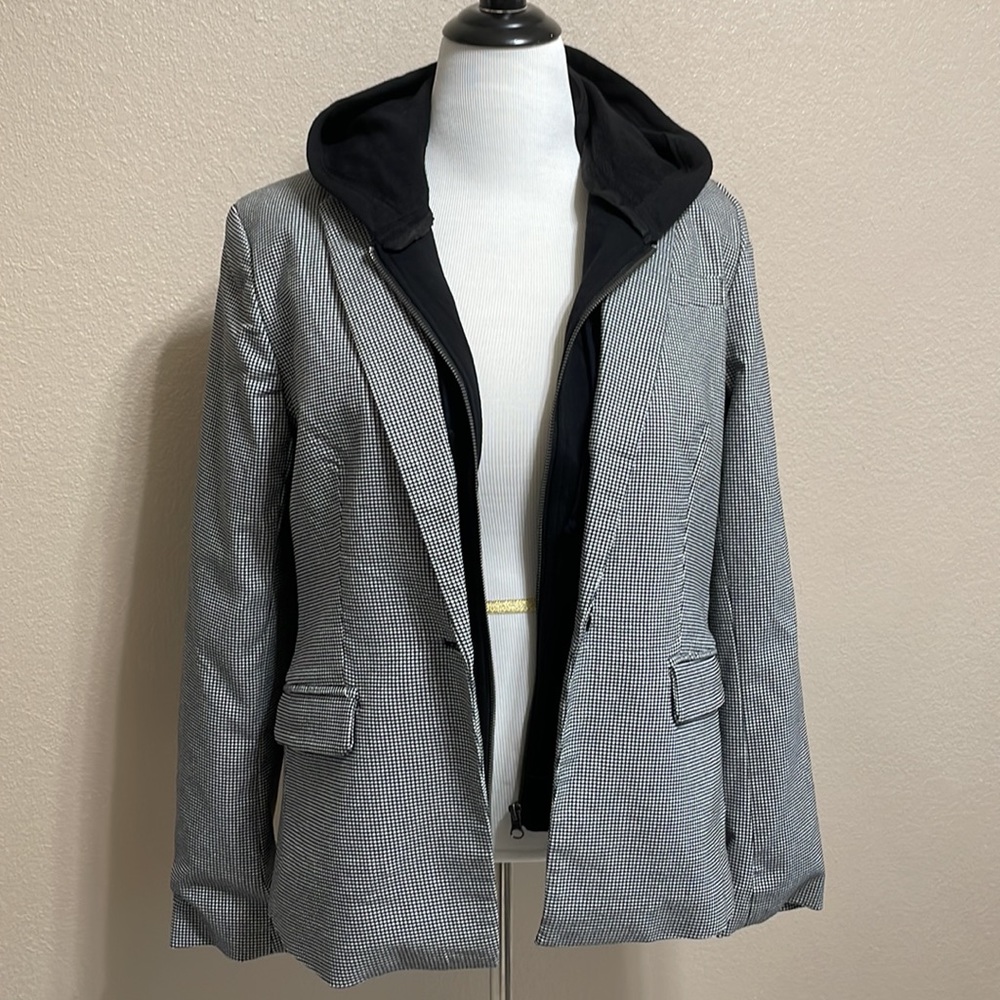 Cynthia Rowley fun hoody gingham blazer.NWOT
